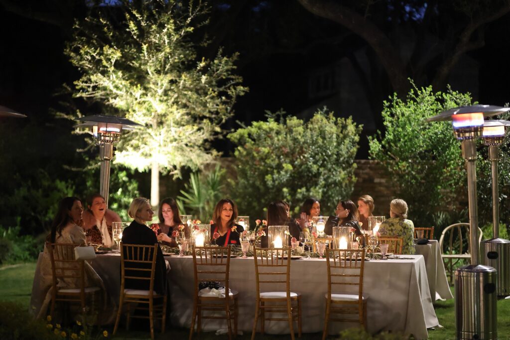 The Luisa Becarria al fresco dinner in the gardens of a posh River Oaks home introduced the Italian designer's  fall/winter 2026 collection.  (Photo by Quy Tran)