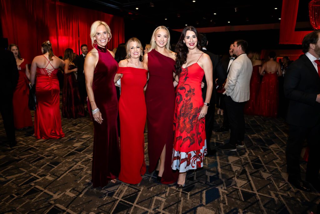 Missy Herndon, Sue Netherton, Faith Eberwein and Michelle Little at the American Heart Association gala at The Woodlands Waterway Marriott. (Photo courtesy WDR Imagery)