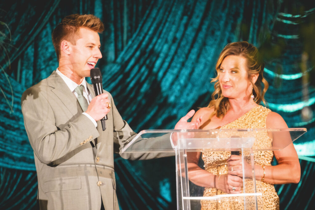 Carson and Michelle Keyes address the crowd during The Keyes Ingredients Reaching New Heights gala. (Photo courtesy SpryArt Photography)