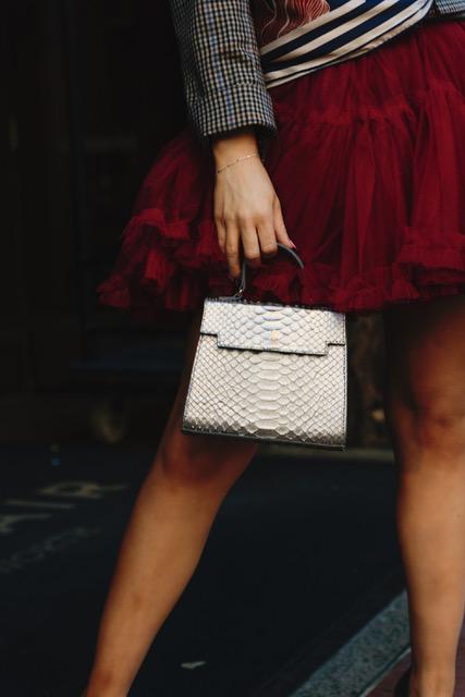 Jenya Renée recently released a smoky silver purse made with python belly rather than traditional back scales. (Courtesy)