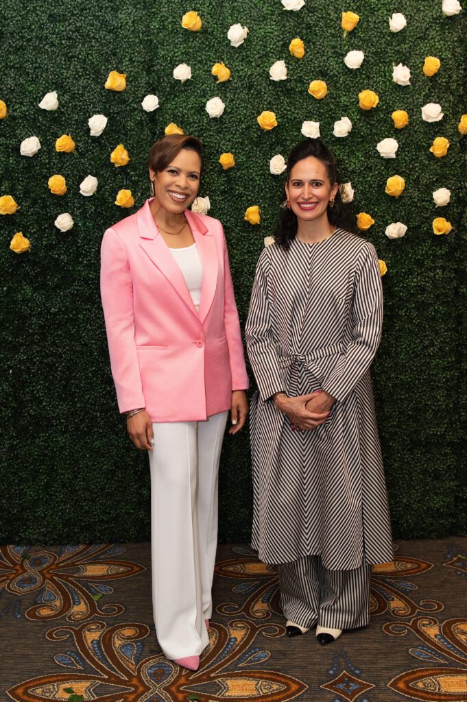 Emcee Laura Harris, Featured Speaker Priya Parker (Photo by Tamytha Cameron and Celeste Cass)
