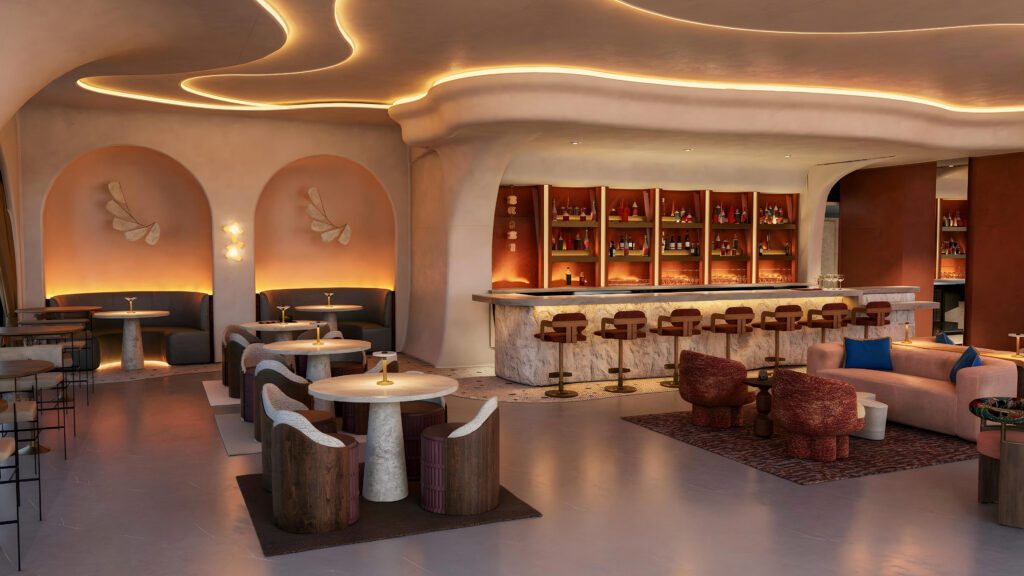 A globally inspired lounge from Houston-based DMP Concepts called Lumis is opening at The Seam in Dallas. (Rendering courtesy of Studio 11)