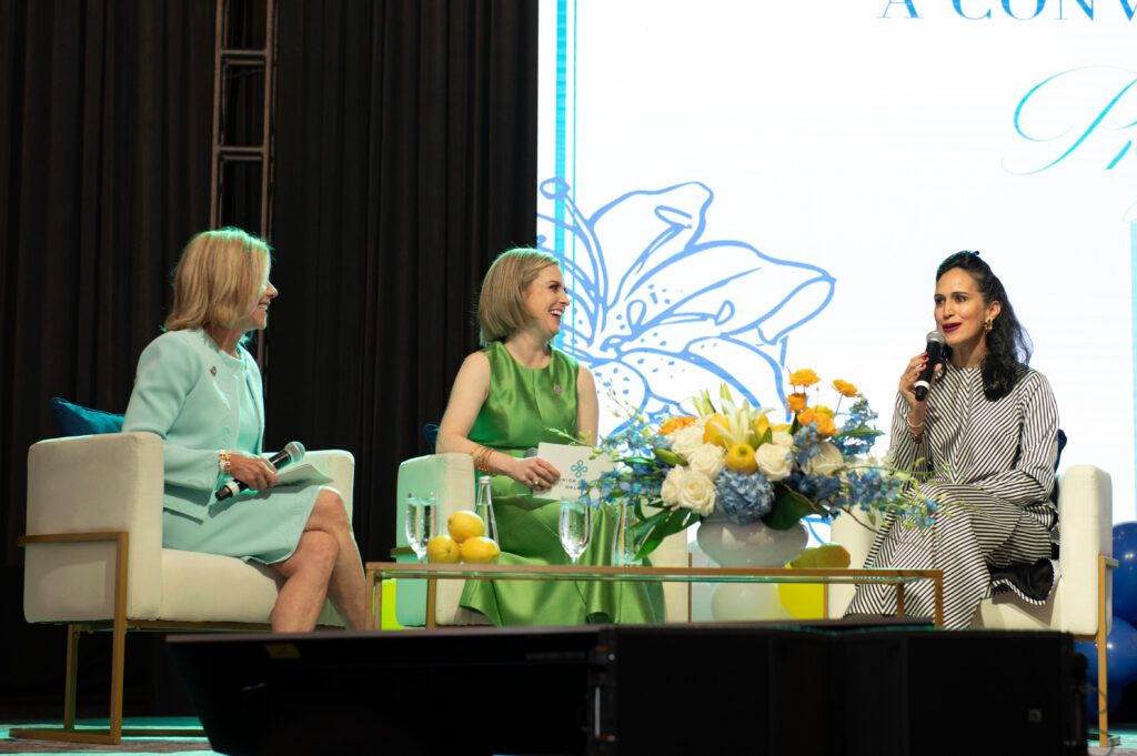 JLD Sustainer President Lori Whitlow Christensen, JLD President Dr. Lindsay Davis, and Featured Speaker Priya Parker (Photo by Tamytha Cameron and Celeste Cass)