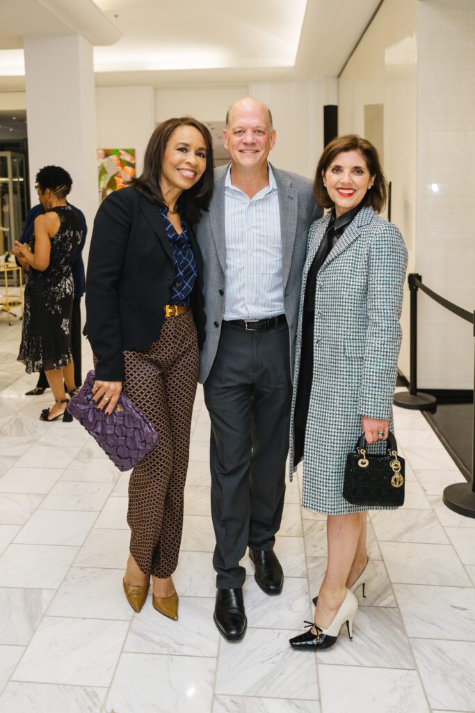 Gina Gaston, Rob Pierce, Stacey Lindseth at the PaperCity Philanthropy in Fashion Best Dressed announcement party (Photo by Johnny Than)