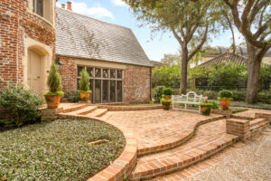 Beautiful brick work at the entry to 1419 Kirby Drive (Photo by Sonya Bertolino/Compass)
