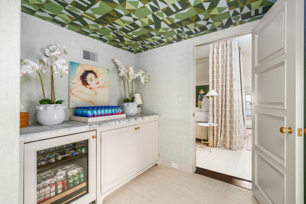 Beverage center in the upstairs media/family room at 1419 Kirby (Photo by Sonya Bertolino / Compass)