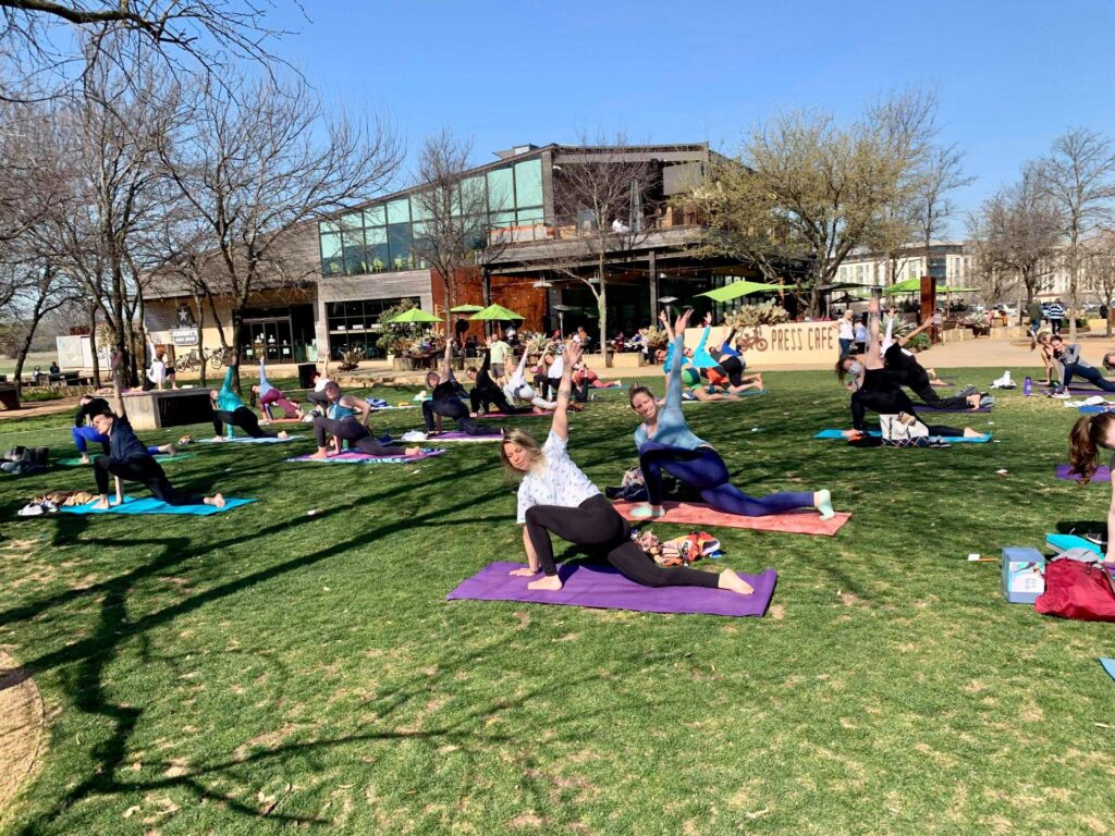 On April 18, Community Yoga at The Trailhead invites folks at all levels and ages to participate in a yoga session at the Trinity Trails. (Courtesy)
