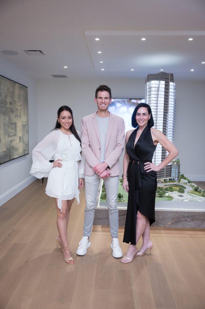 St. Regis Residences Houston sales team Christina Rodriguez, Justin Dugat, Misty Meredith (Photo by Daniel Orti)
