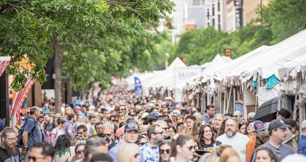 The Main Street Fort Worth Arts Festival returns to downtown Fort Worth April 16 to 19, offering a free outdoor celebration of art, music, and food. (Courtesy)