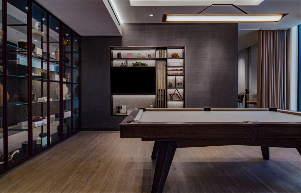 The game room features a pool table and other amenities. (Photo courtesy of Howard Hughes Communities)