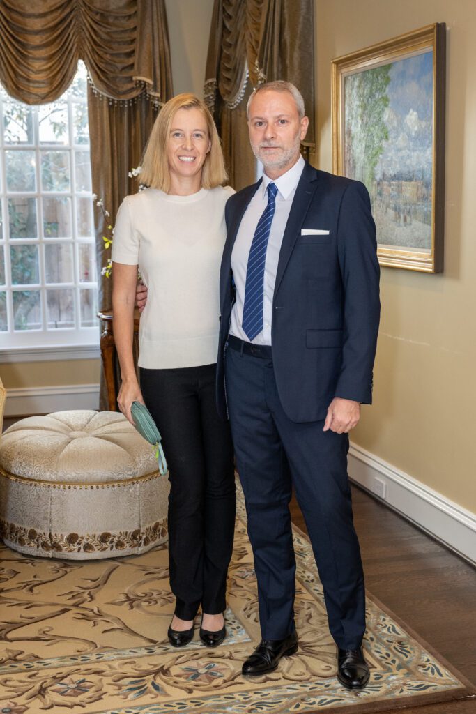 Tracey Quirk & Bertrand Labori at the French Heritage Society Houston chapter's inaugural event (Photo by Jacob Power)