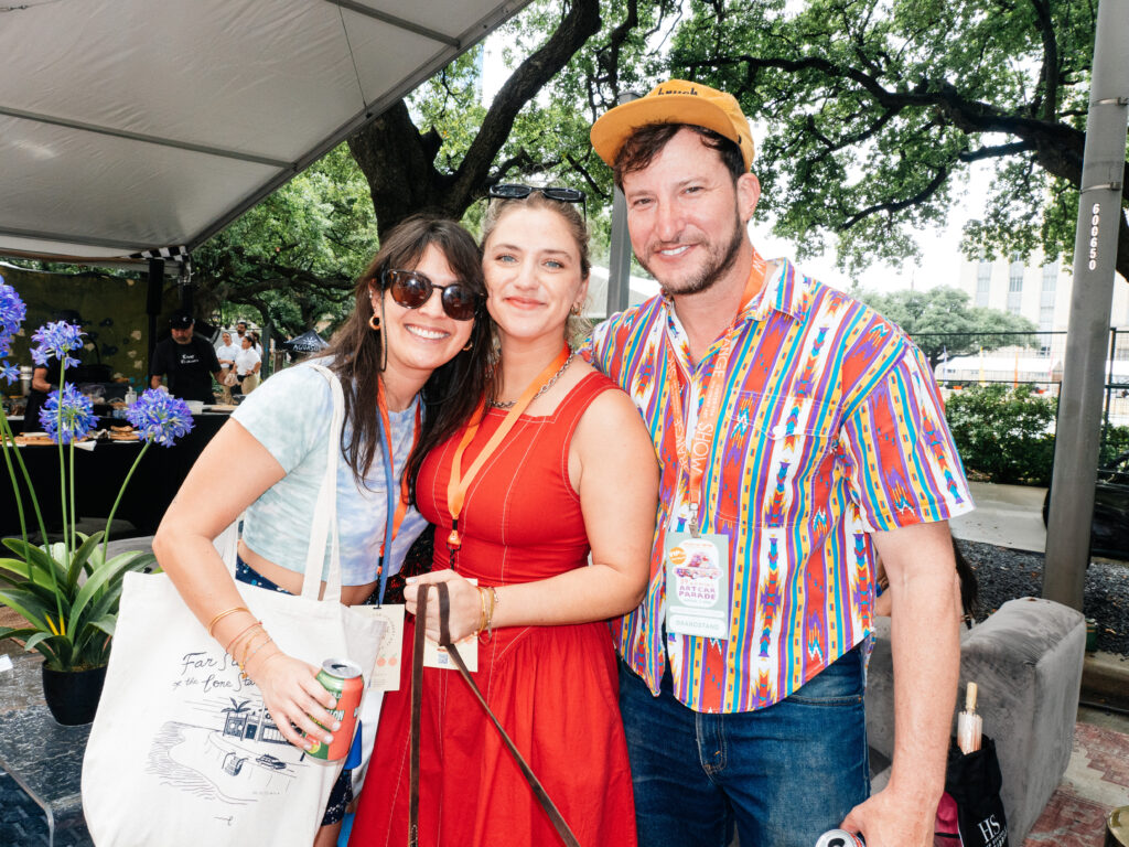 Christina Ring, Alexia Kazilas, Jeff Kaplan during the Sulltrain VIPit Experience at the Houston Art Car Parade  (Photo by Jonathan Burgos)