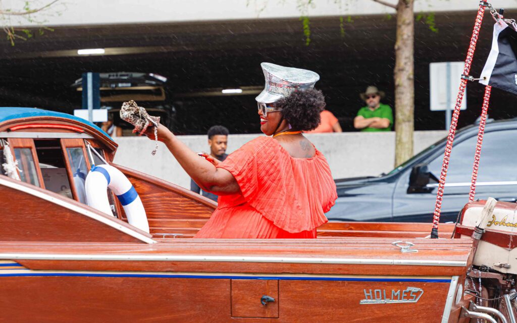 Co-Grand Marshal Kam Franklin of The Suffers at the Orange Show’s 39th Annual Art Car Parade. (Photo by Duc Hoang)