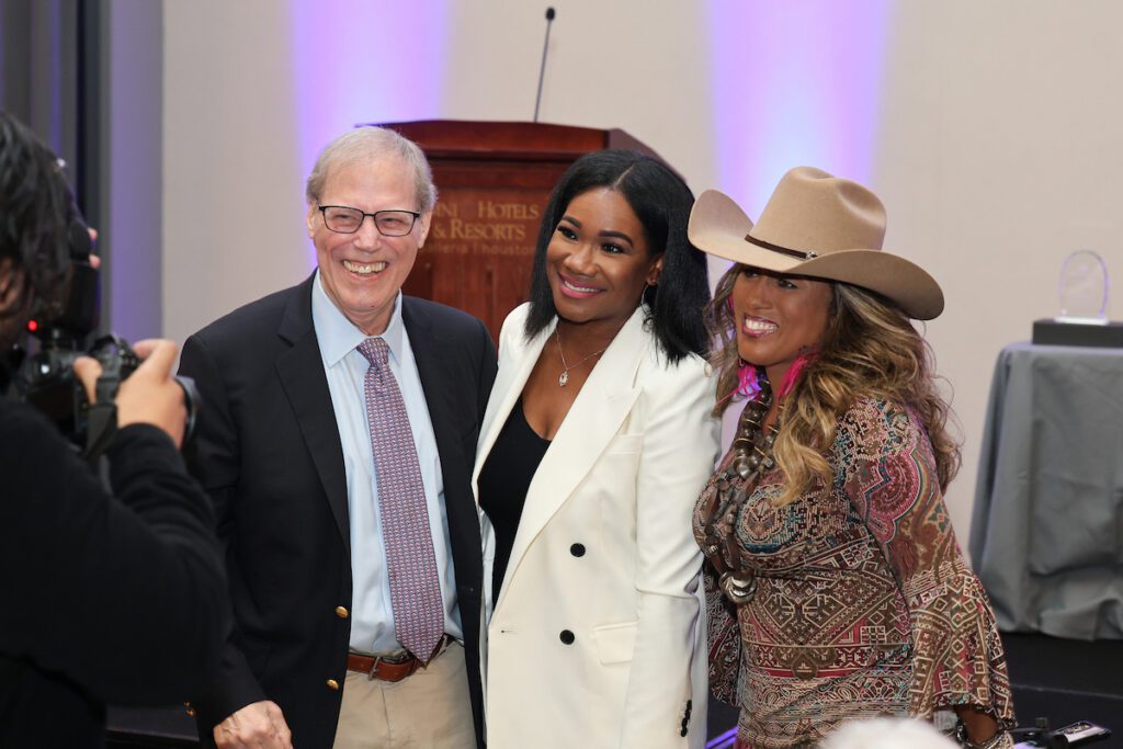 Stephen Klineberg, Samica Knight, Dr. Jonita Reynolds at the Houston Health Foundation luncheon. (Photo by Priscilla Dickson)