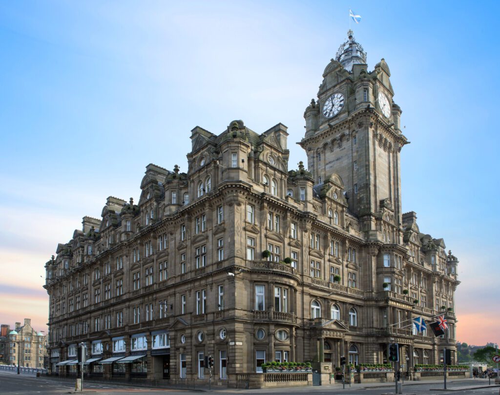 The Balmoral has anchored Edinburgh's Princes Street since 1902, its Victorian clock tower one of the city's most recognizable silhouettes.
