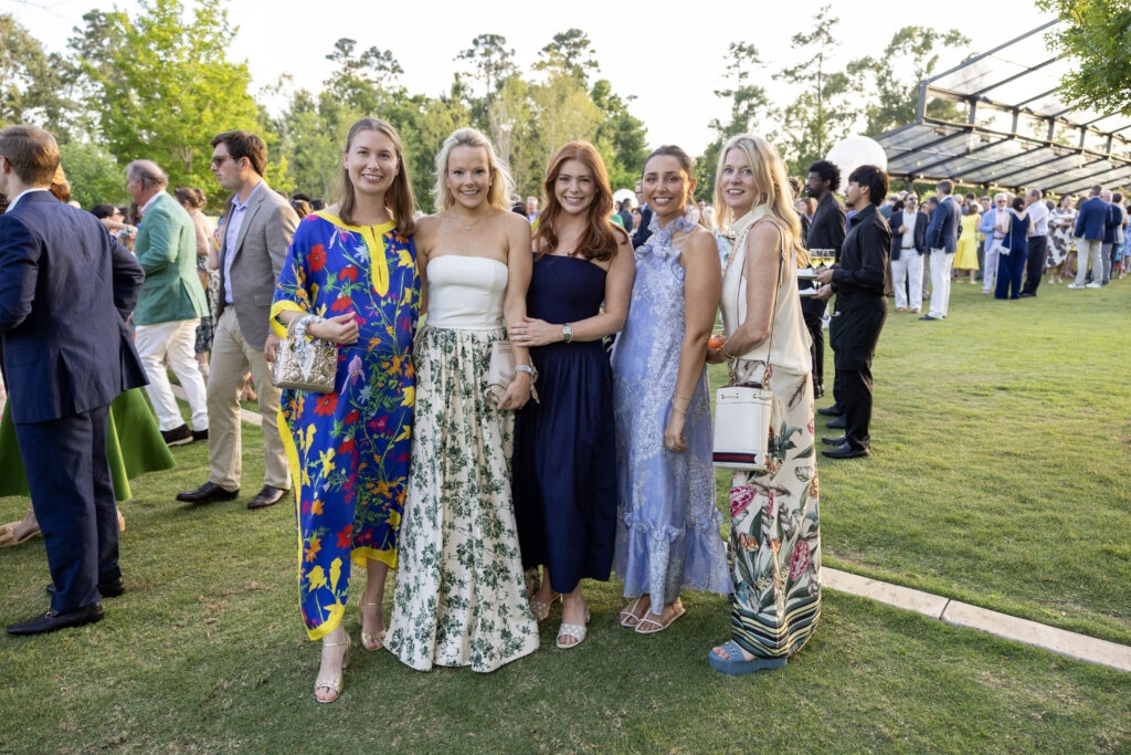 Catherine Chapman, Eliza Tollette, Mary Claire Boline, Emma Mason, Lisa Mason at Memorial Park Conservancy's The Park Ball held in the Clay Family Eastern Glades (Photo by Jenny Antill)