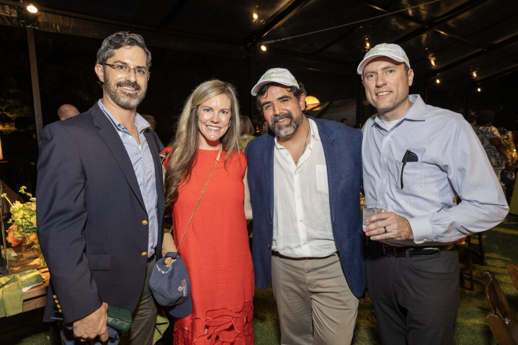 George Johnston, Sabrina Kirwin,Jaime Loera, Jordan Kirwin at Memorial Park Conservancy's The Park Ball held in the Clay Family Eastern Glades (Photo by Jenny Antill)