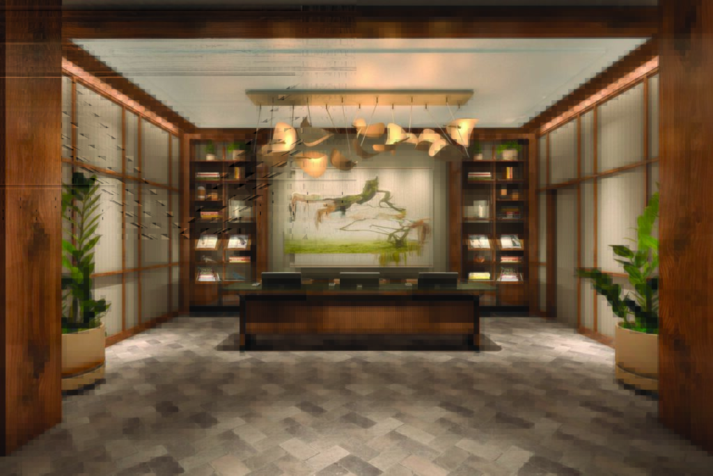 A rendering of The Greenleigh's rfront Desk