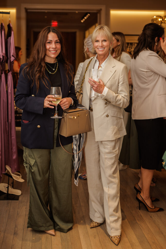 Gabbie Petrosino Ely and Debbie Gullo, in a Studio Mayfair suit, at the Market Street event for Studio Mayfair. (Photo by Jose Rodriguez for The Studio Mayfair)