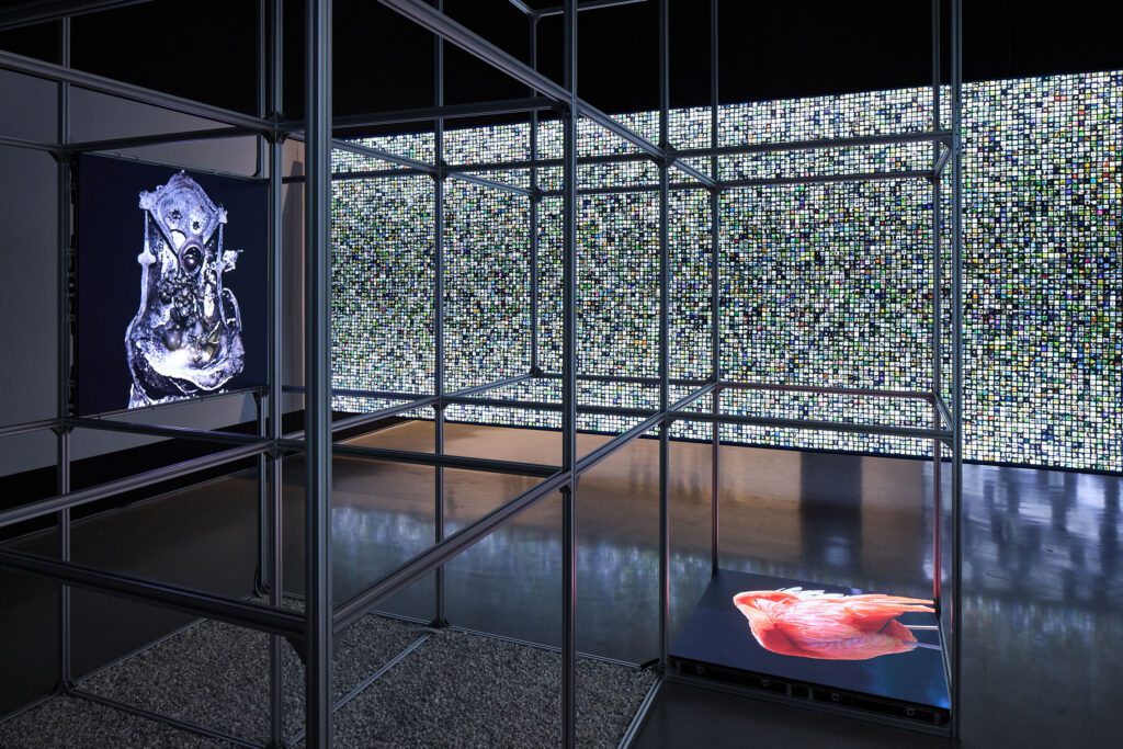 "Completion 1" (series) (2021) by Grégory Chatonsky is featured in the exhibition "Imaging After Photography," which runs through May 9, 2026 at the Moody Center for the Arts at Rice University. (Photo by Alex Marks)