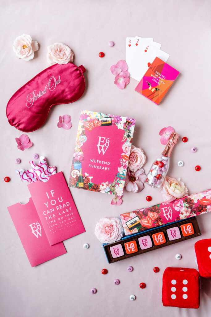 A personalized (and very pink!) welcome bag for Studio 60! (Photo by Anastasiia Photography)