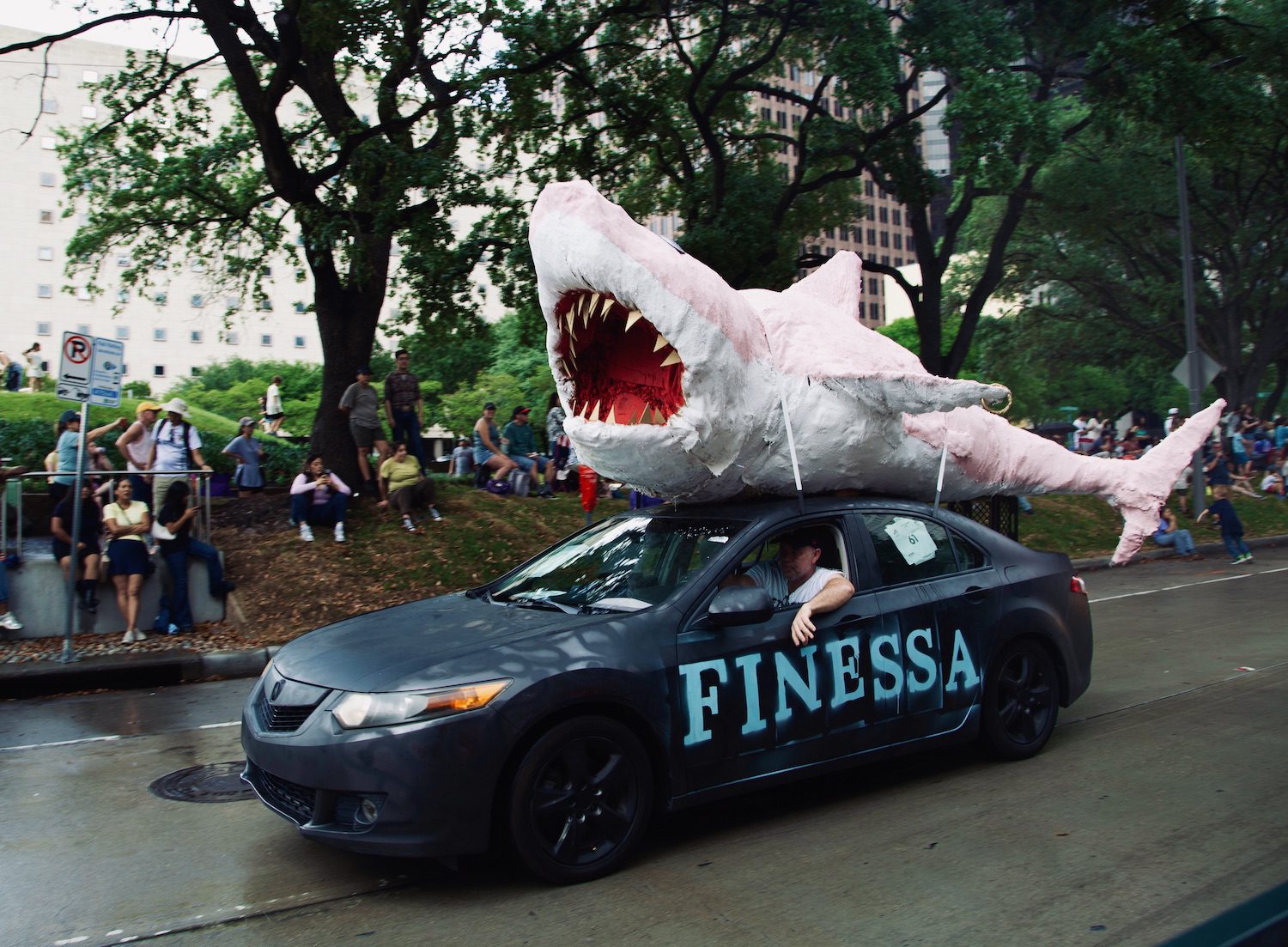 “Finessa” by Robert Stiles and the Shark Art Car Club of Shadow Creek High School at the Orange Show’s 39th Annual Art Car Parade. (Photo by Mike Herrera)