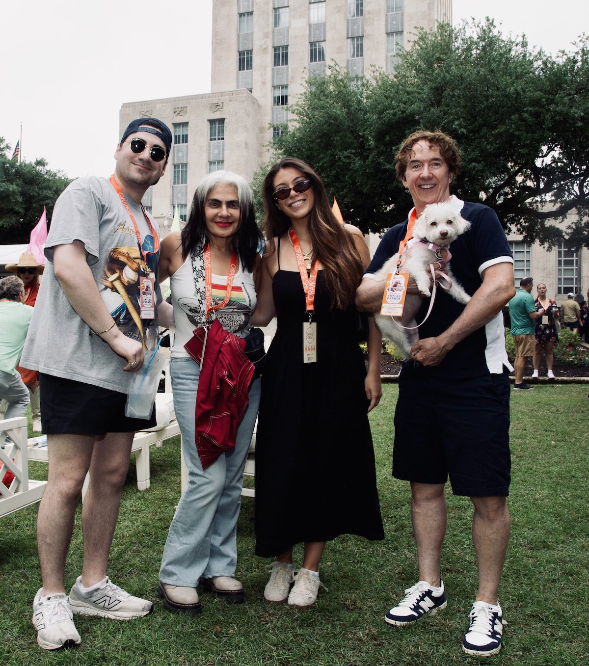 Aidan Mackey, Apama Mackey Strickland, Valeria Amber and Brad Blume with Amore at the Orange Show’s 39th Annual Art Car Parade. (Photo by Mike Herrera)