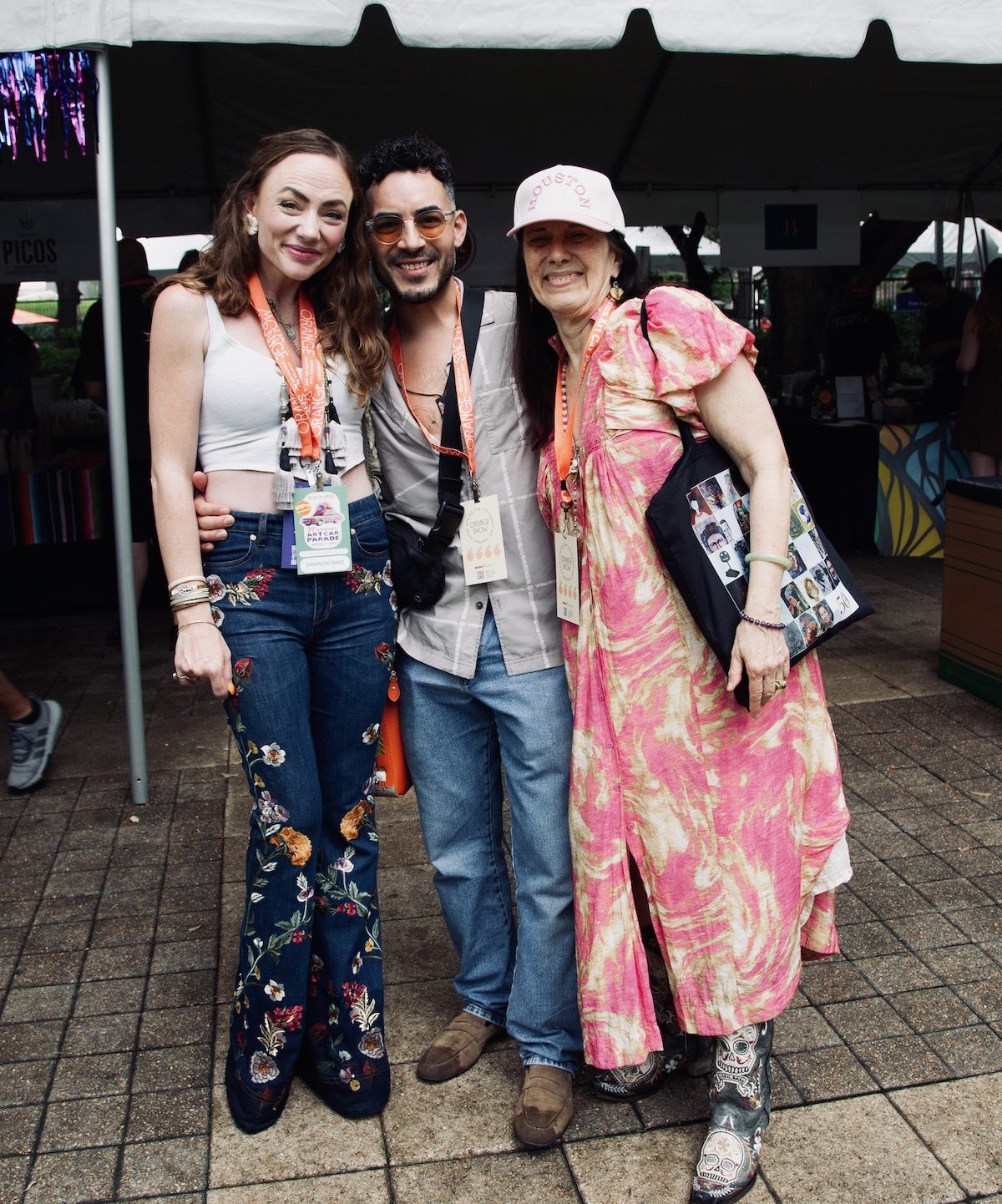 Julia Robinson, Josue Salazar and Catherine D. Anspon at the Orange Show’s 39th Annual Art Car Parade. (Photo by Mike Herrera)