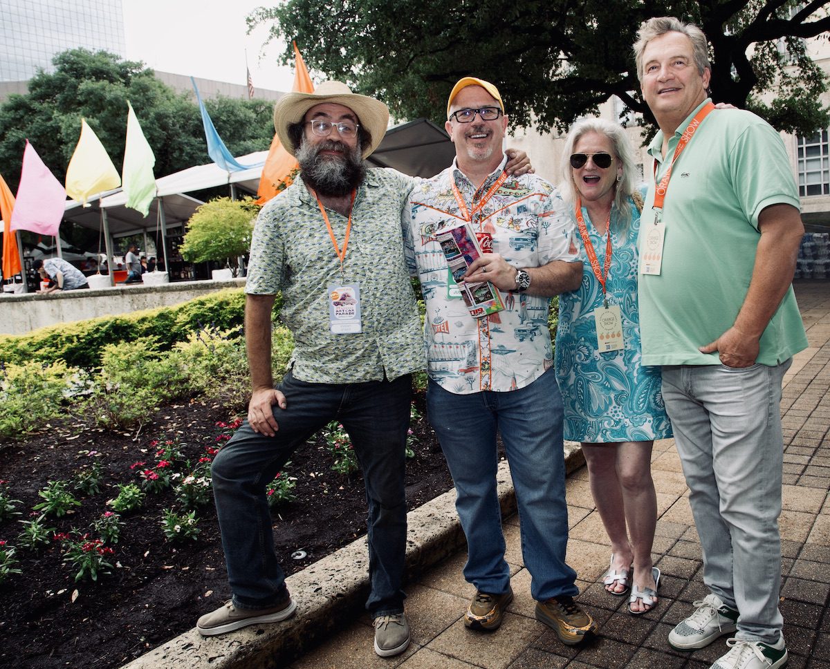 Pete Gershon, Will Robinson, Heidi Vaughan, Karl Broesche at the Orange Show's 39th Annual Art Car Parade. (Photo by Mike Herrera)