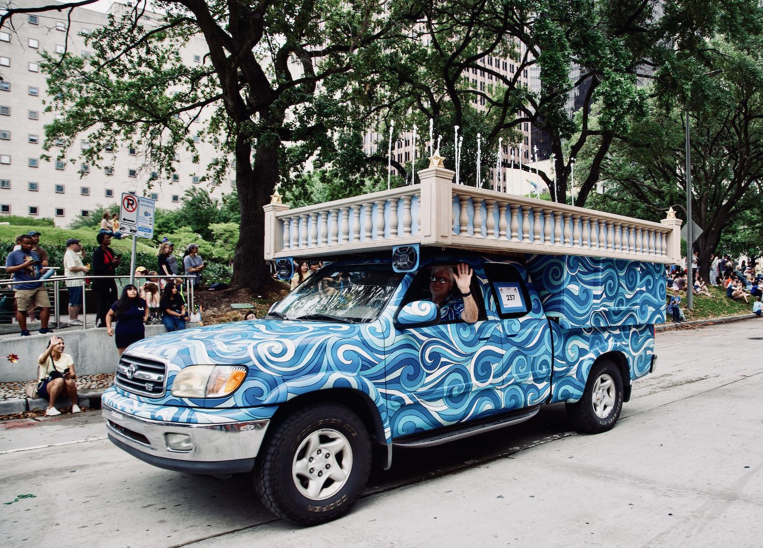 "Carlagio" by Chris and Tom Reinsvold at the Orange Show's 39th Annual Art Car Parade. (Photo by Mike Herrera)