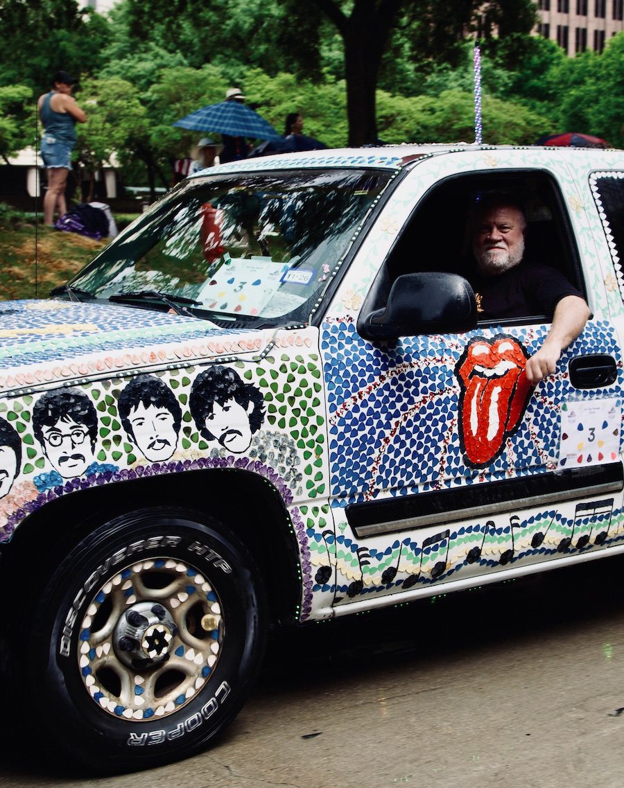 “The ‘Pick’ Up Truck” by Cliff and Sherri Lee at the Orange Show’s 39th Annual Art Car Parade. (Photo by Mike Herrera)