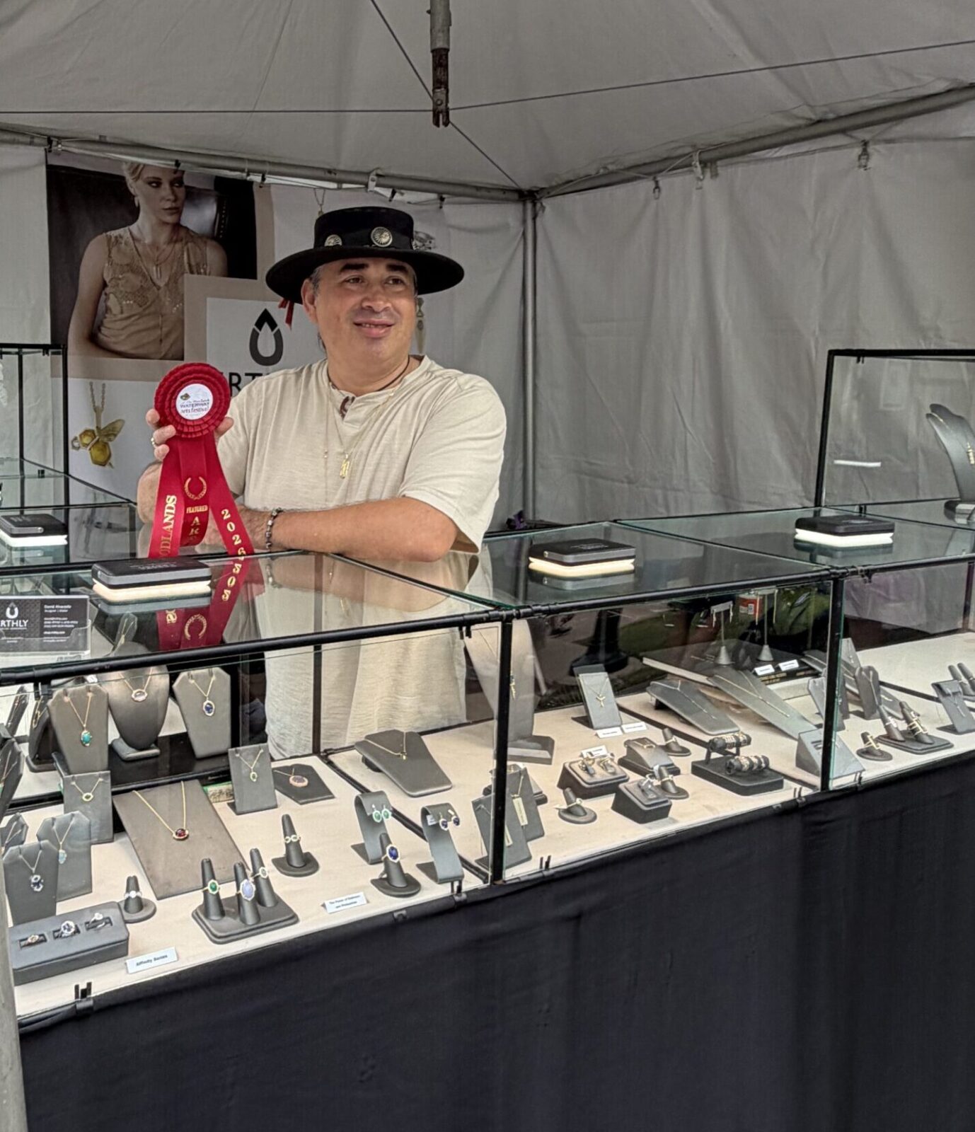 David Alvarado, a California-based jewelry artist, is the featured artist for the 2027 Woodlands Waterway Arts Festival. (Photo by Laura Landsbaum)