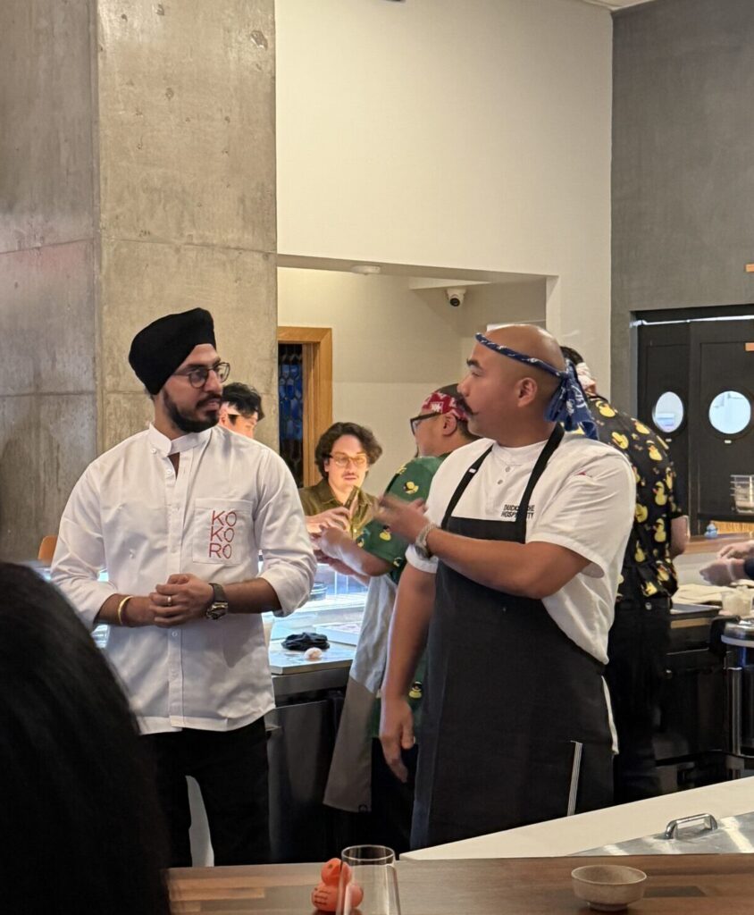 Amrina chef Jassi Bindra and Kokoro chef Patrick Pham introduced each dish and gave diners the backstory on its creation. (Photo by Laura Landsbaum)