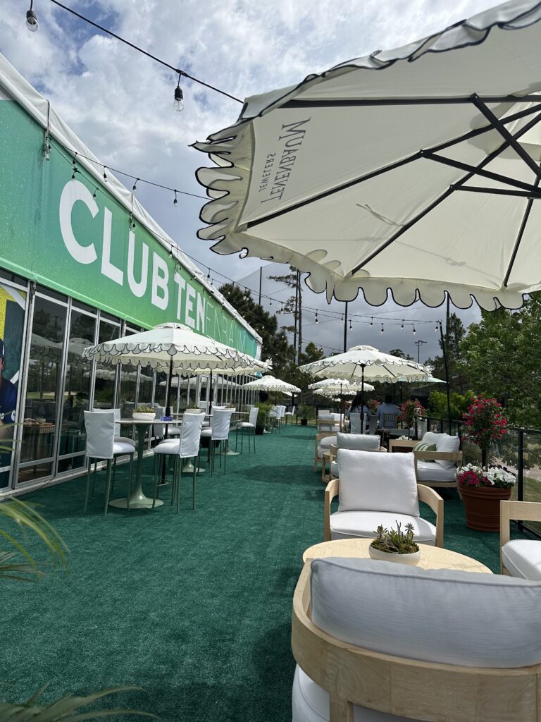  The outdoor lounge at Club Tenenbaum, the new hospitality venue at the US Men's Clay Court Championship tournament at River Oaks Country Club (Photo by Shelby Hodge)