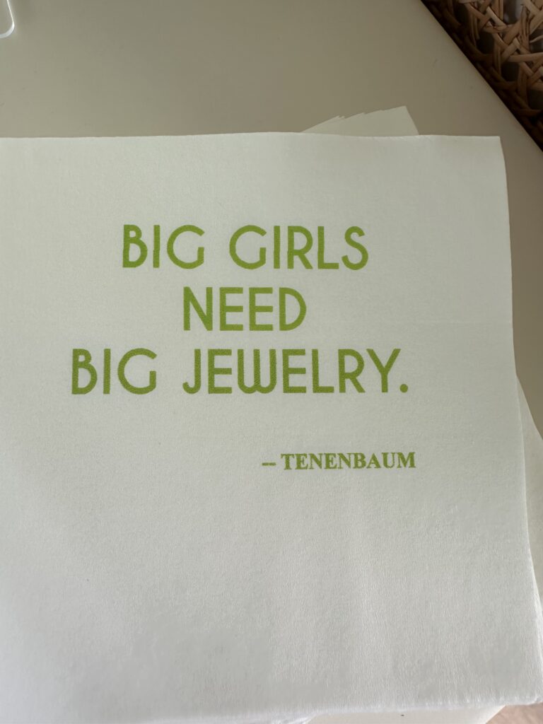 Clever cocktail napkins at Club Tenenbaum at River Oaks Country Club (Photo by Shelby Hodge)