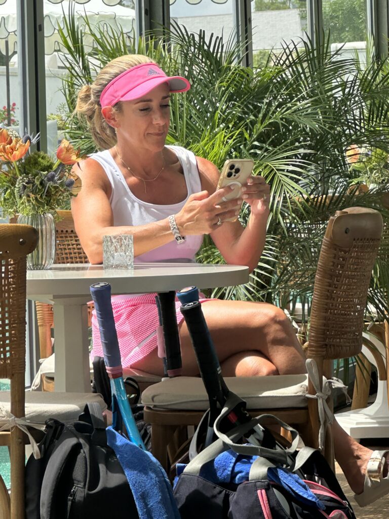 River Oaks Country Club tennis plaer taking a break at Club Tenenbaum 'The Courtside Lounge' set up for the tennis tournament (Photo by Shelby Hodge)