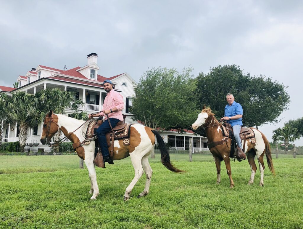 Angel Rios & Richard Flowers share a horseback adventure with the Lynn Wyatt family. (Courtesy photo)