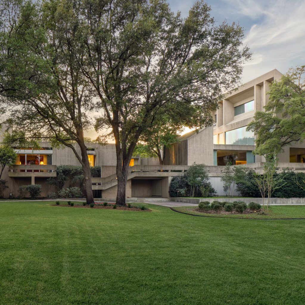 Set on a secluded estate in Westover Hills, the residence blends monumental design with serene, landscaped surroundings. (Courtesy)