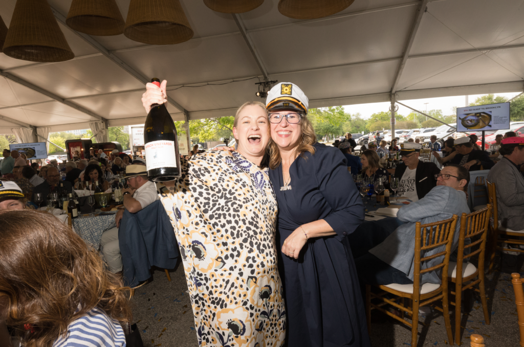 Jasmine Hirsch, Amanda McMillian at Southern Smoke Foundation's Decanted Wine Auction held at Lott Hall in Hermann Park (Photo by Daniel Ortiz)