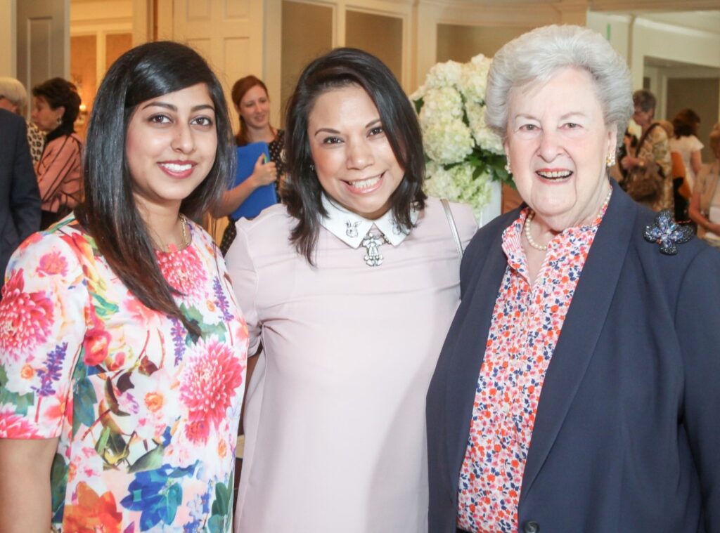 The gallery team: Jayni Karsan, Yvonne Garcia, Geri Hooks at Houston Center for Contemporary Craft Luncheon, 2017