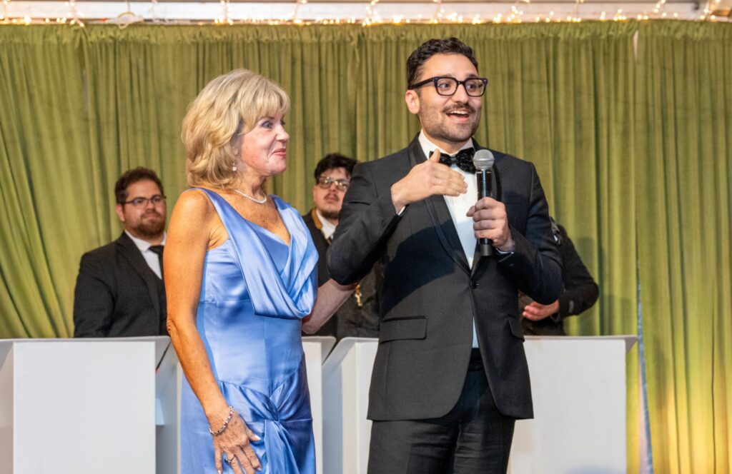 June Barth, designer Amir Taghi at Stages 'Gala at The Gordy' (Photo by Jacob Power)