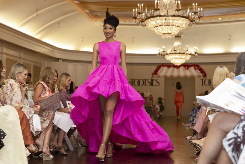 Model in Carolina Herrera at the River Oaks tennis tournament luncheon (Photo by Alida Bonifaz)