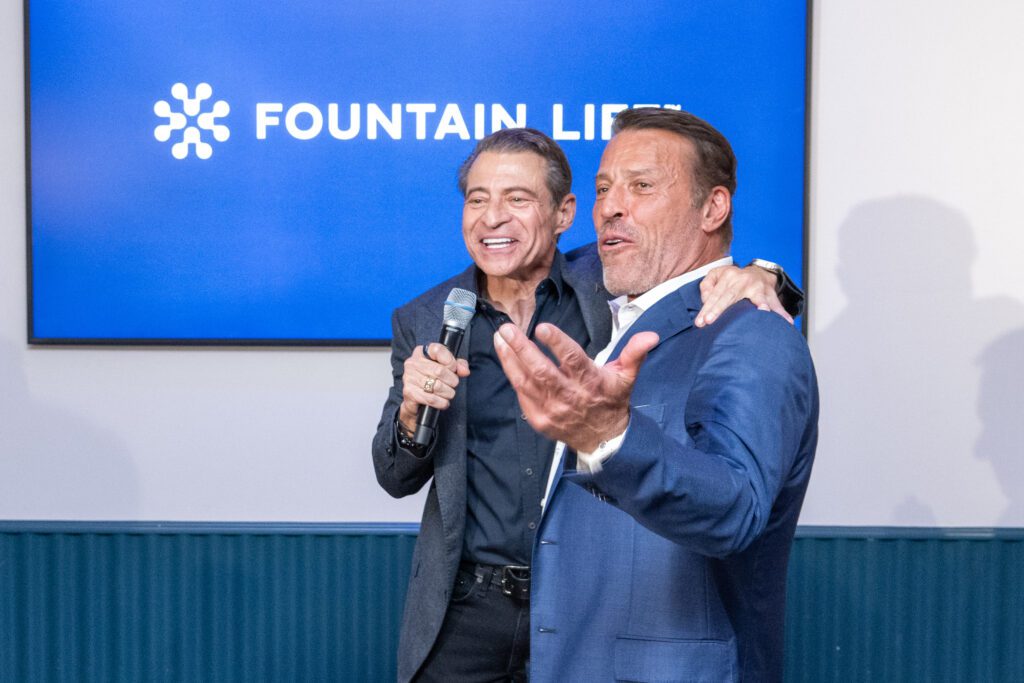 Peter Diamandis, Tony Robbins at the Fountain Life opening in Houston's Park House (Photo by Jacob Power)