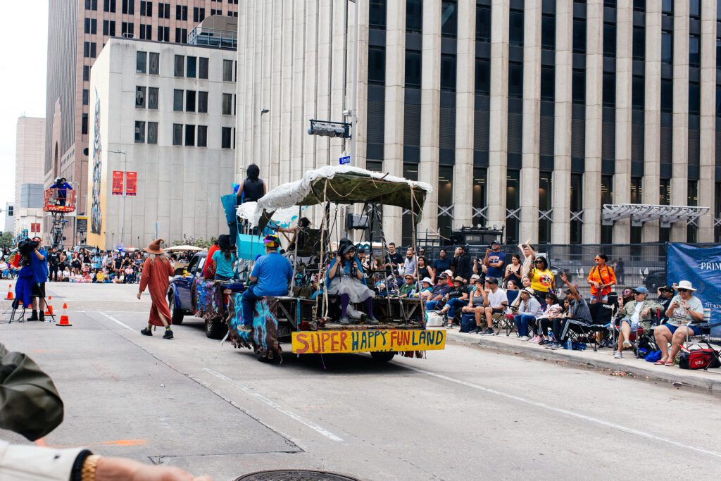 Art Cars on parade as seen from  Roadside the Sulltrain VIPit Experience at the Houston Art Car Parade  (Photo by Jonathan Burgos) 
