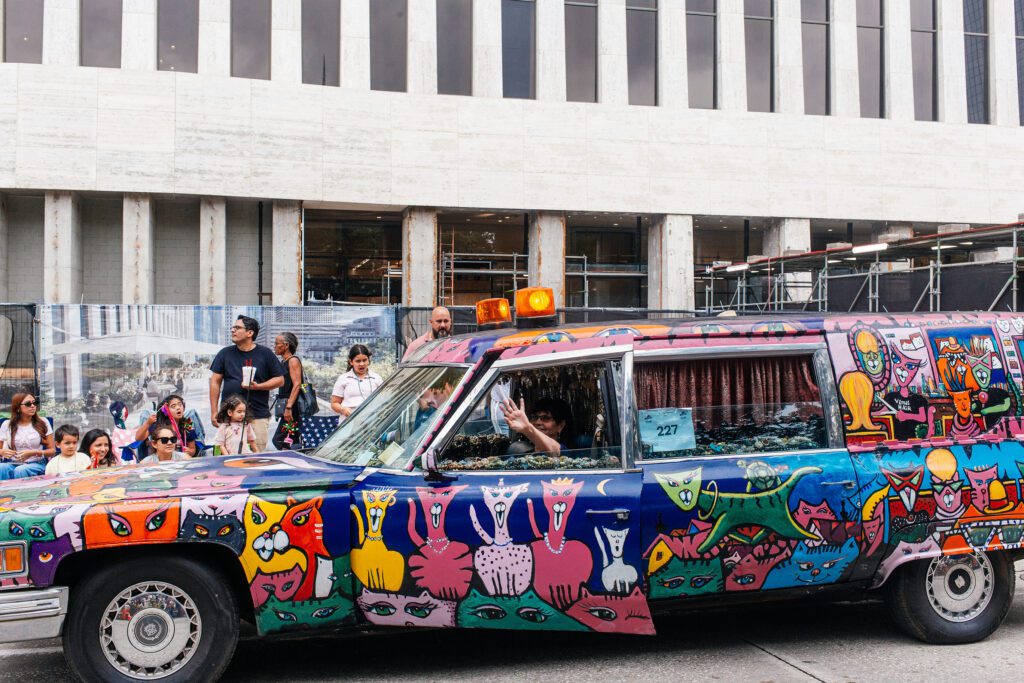 Art Cars on parade as seen from   the Sulltrain VIPit Experience at the Houston Art Car Parade  (Photo by Jonathan Burgos)   