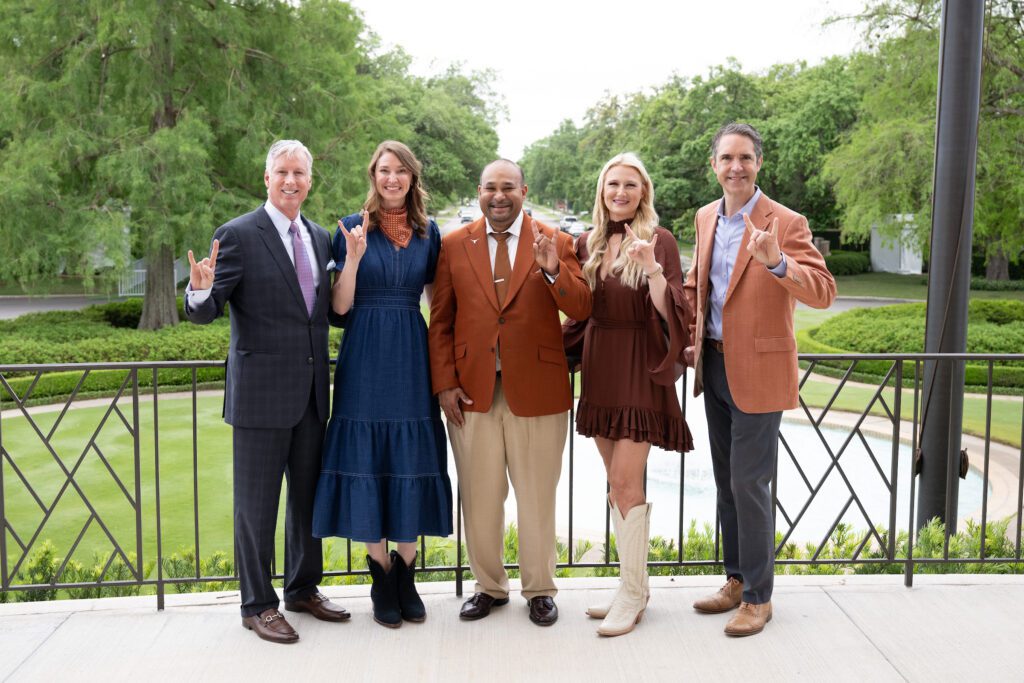 Robert Jones, Nancy Genitempo, Waheed Bhuyan, Lauren Laigle, Dean Bobby Chesney at the Texas Exes scholarship ball (Photo by Wilson Parish)