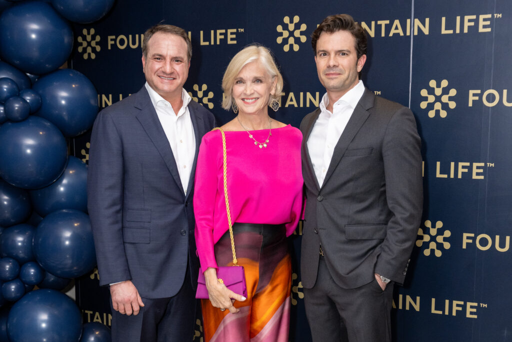 Tony Gibson, Karen Henry, JD Adamson at the Fountain Life opening in Houston's Park House (Photo by Jacob Power)