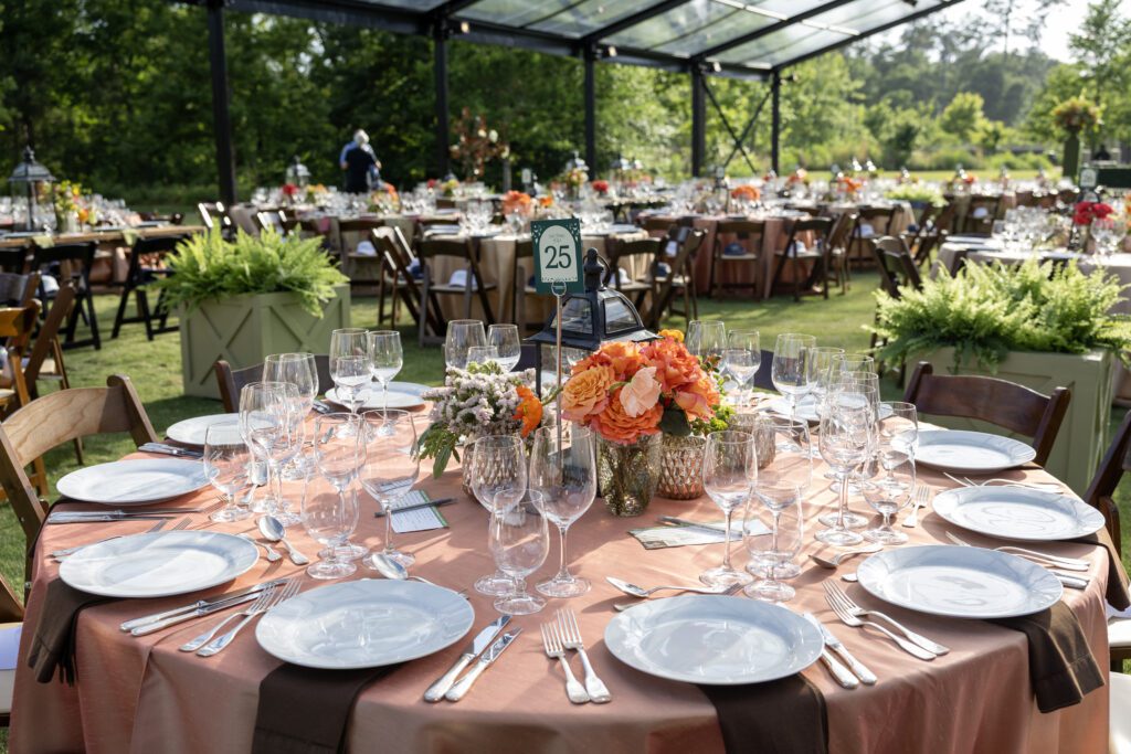 Table settings at Memorial Park Conservancy's The Park Ball held in the Clay Family Eastern Glades (Photo by Jenny Antill)