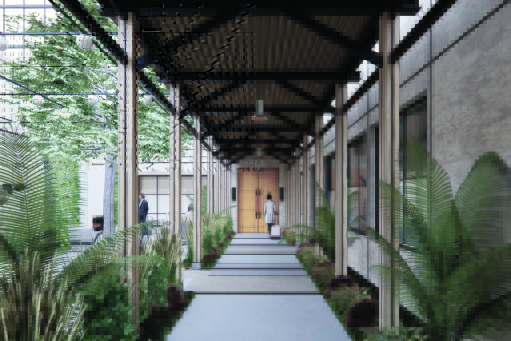 A rendering of The Greenleigh's front door.