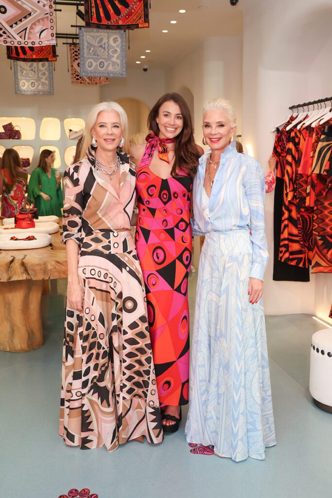 Tama Lundquist, Kirby Matocha Edmunds, Tena Lundquist Faust at the Pucci party for PetSet (Photo by Priscilla Dickson)